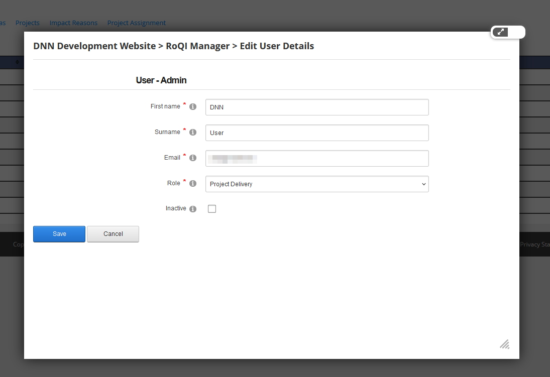 Settings - Edit User Settings - Edit User